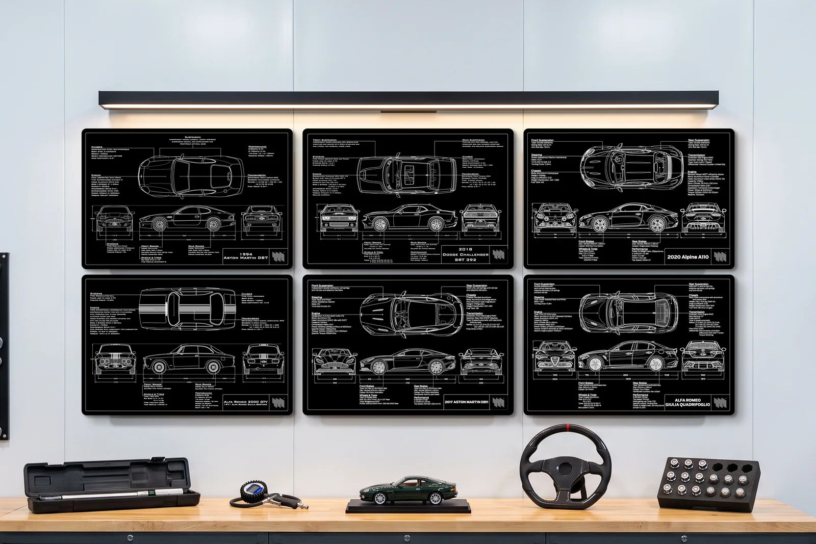 2018 Dodge Challenger SRT 392, one of six on a workshop wall