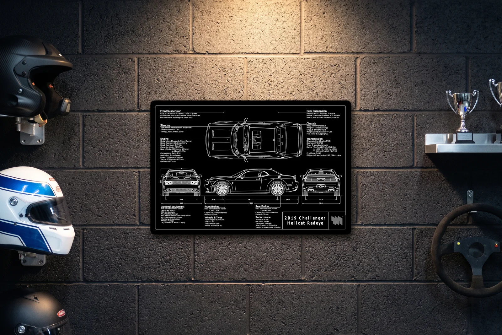 2019 Challenger Hellcat Redeye, on a racing wall, landscape
