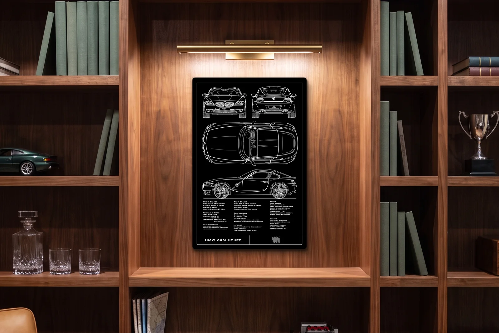 BMW Z4M Coupe, in a walnut library, portrait