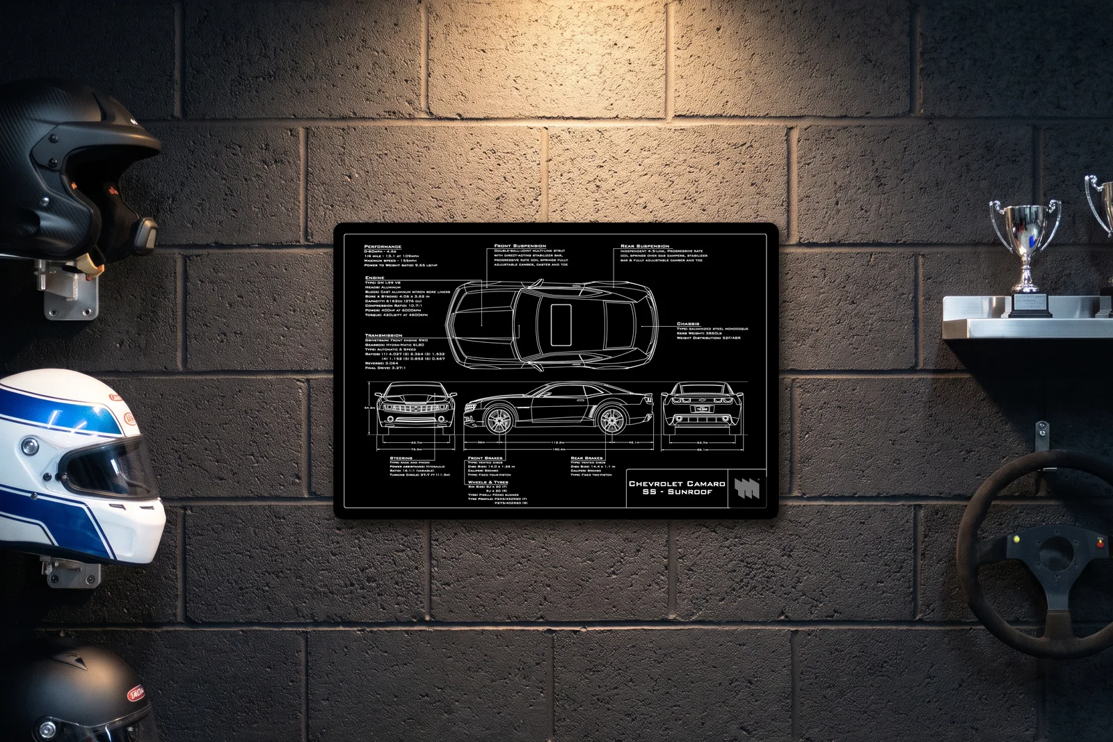 Chevrolet Camaro SS - Sunroof, on a racing wall, landscape