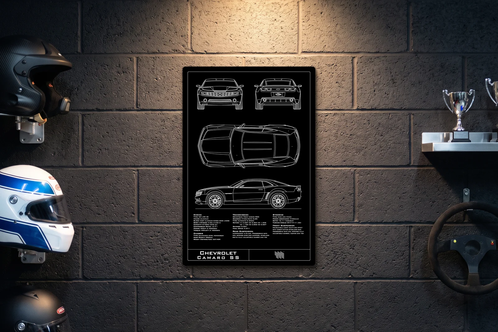 Chevrolet Camaro SS, on a racing wall, portrait