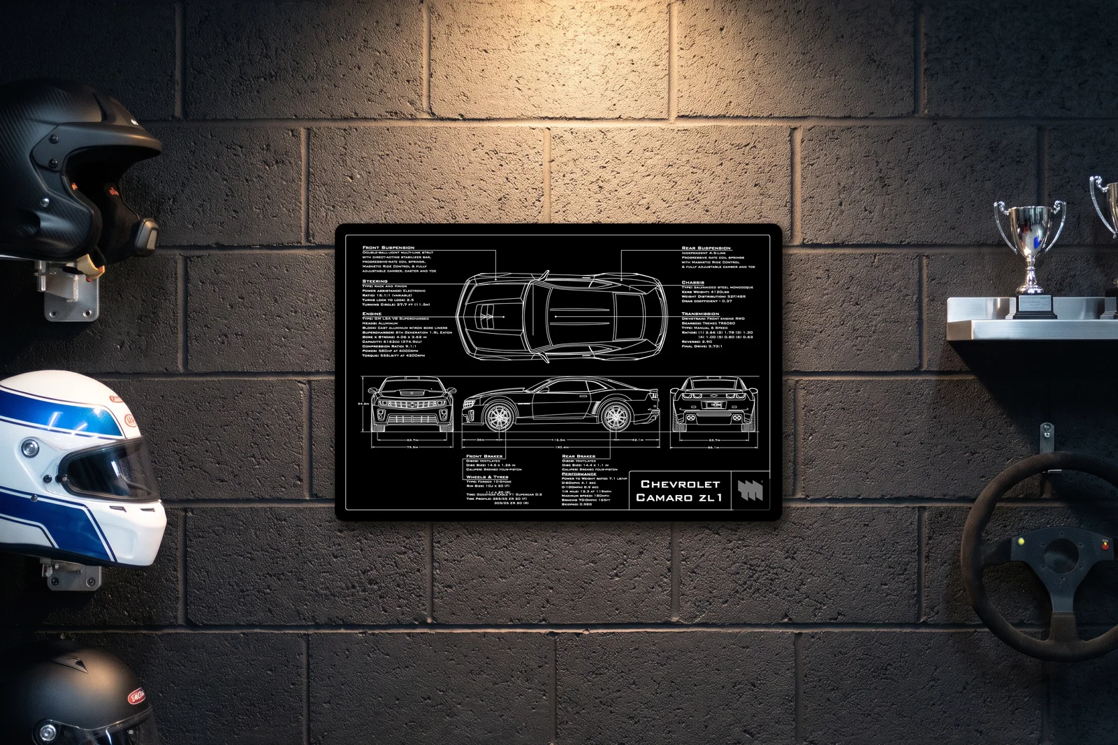 Chevrolet Camaro ZL1, on a racing wall, landscape