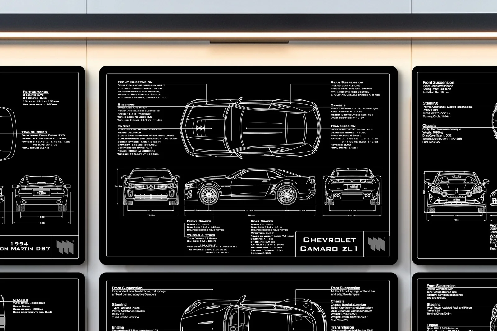 Chevrolet Camaro ZL1, close on the workshop wall